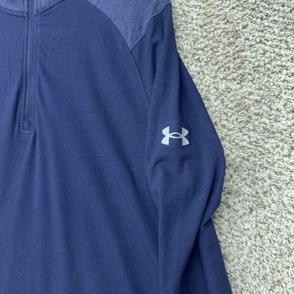 Under Armour 1/4 Zip Fleece Shirt Men's Medium Blue Lightweight Pullover New - Picture 7 of 16